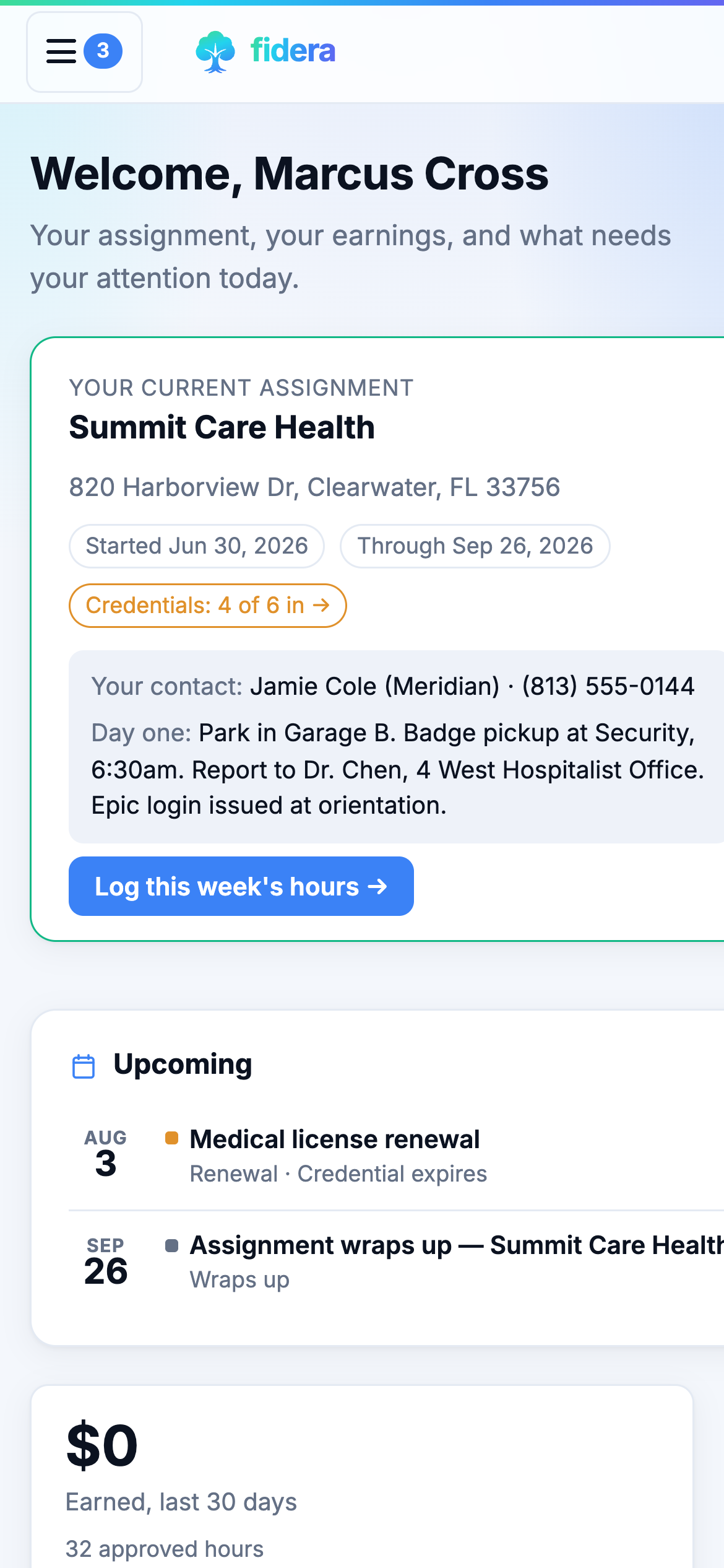 A clinician's dashboard on a phone
